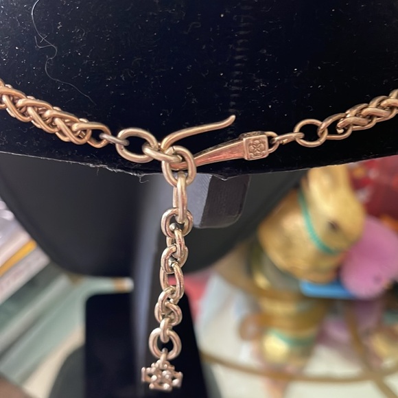 Lavallière necklace with topaz colored faceted stones framed in gold tone - Picture 7 of 8